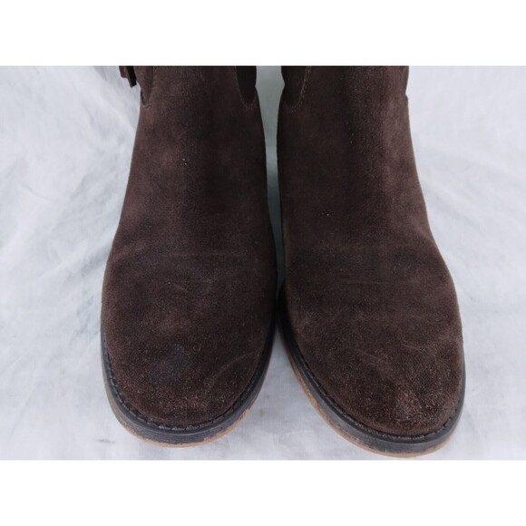 Michael Kors Rhea Brown Suede Mid Calf Boots Fringe Pull On Womens size 7.5 M - Picture 3 of 15